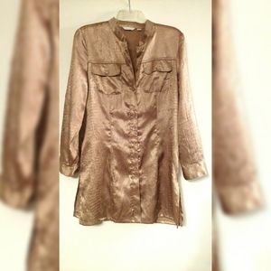 Silky Bronze/Gold tunic animal print fabric